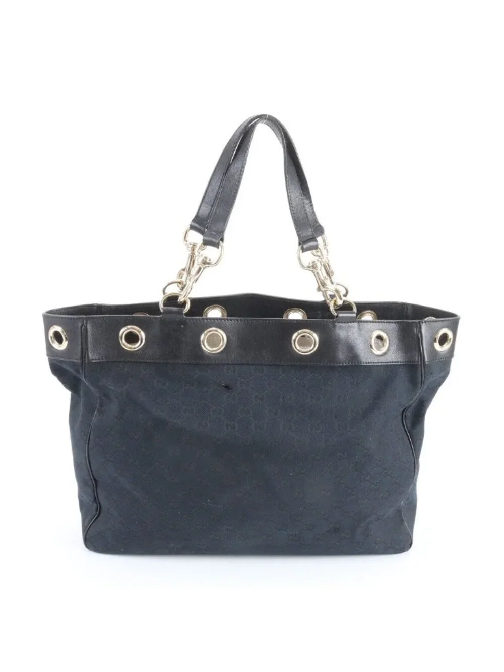 Gucci GG Canvas Leather Tote Shoulder Hand Black Rbe - Picture 3 of 10